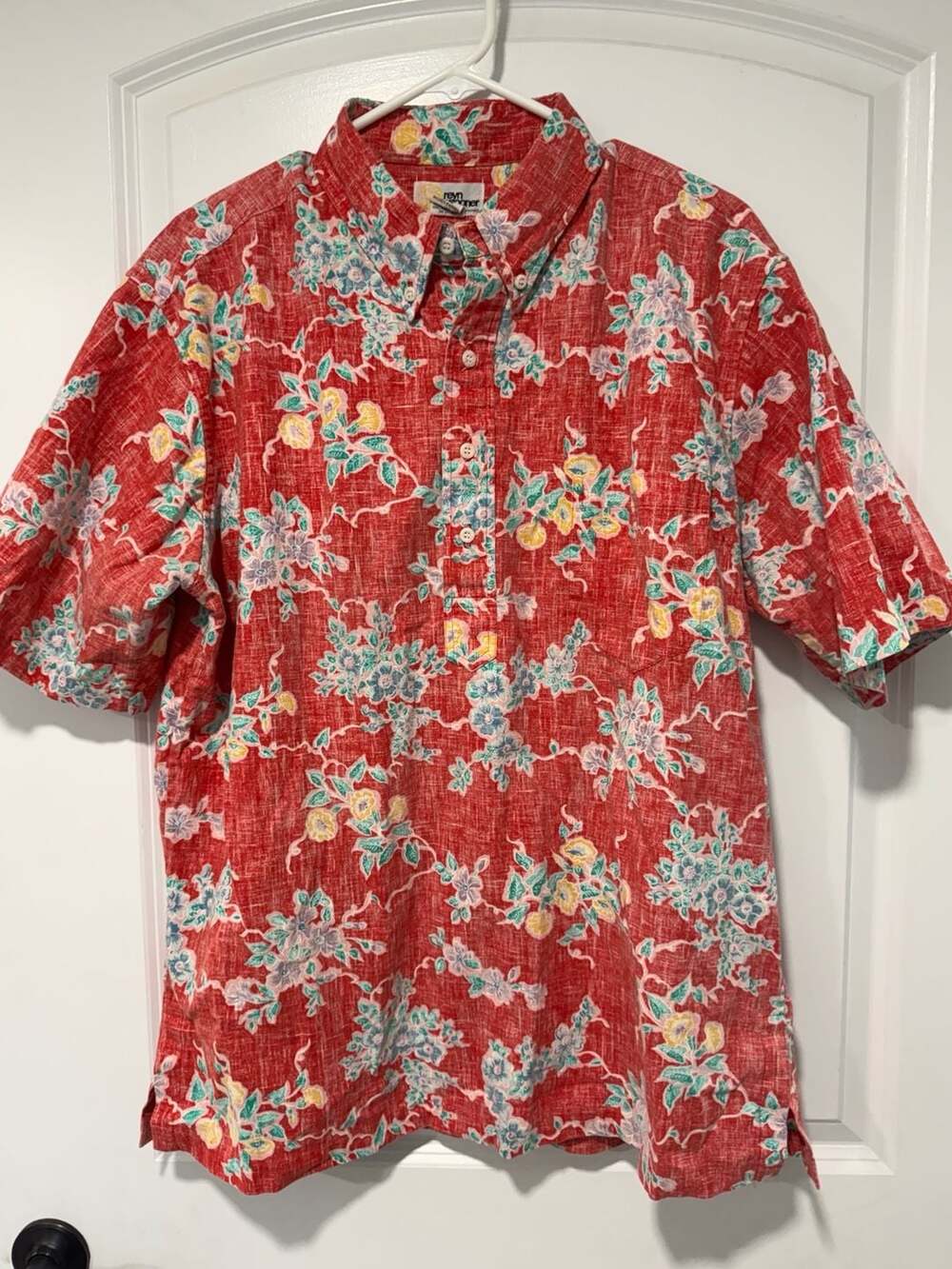 Hawaiian Floral Aloha Pullover Shirt Coastal Grandpa Resort Red Size XL